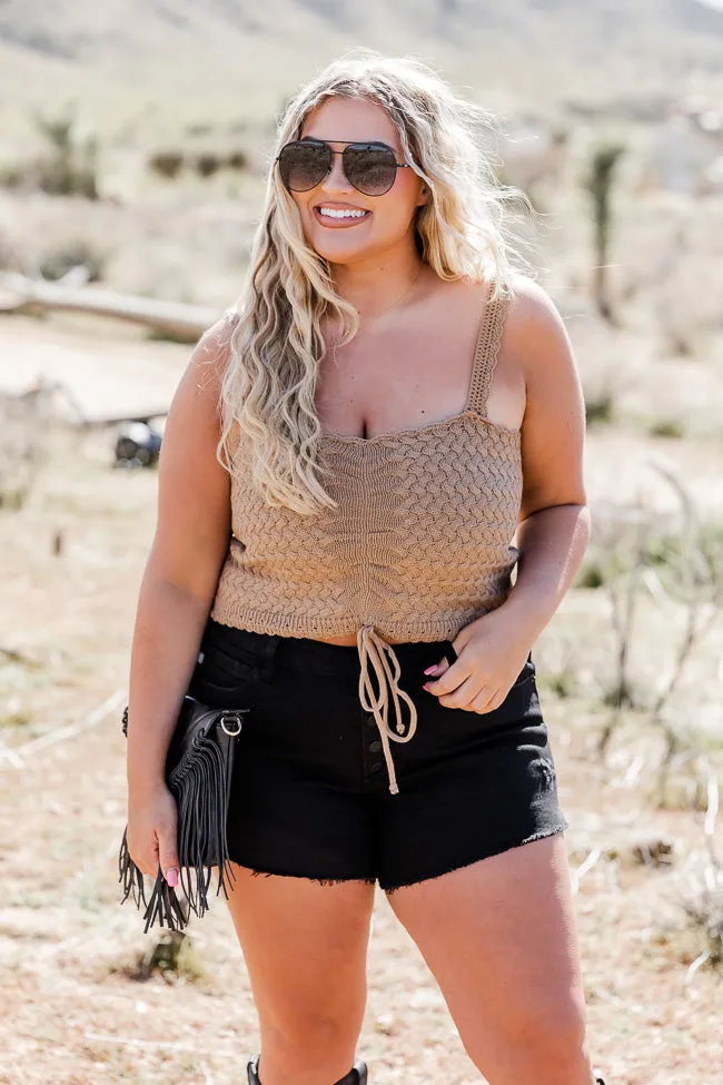 Stop The Music Brown Cropped Crochet Tank FINAL SALE