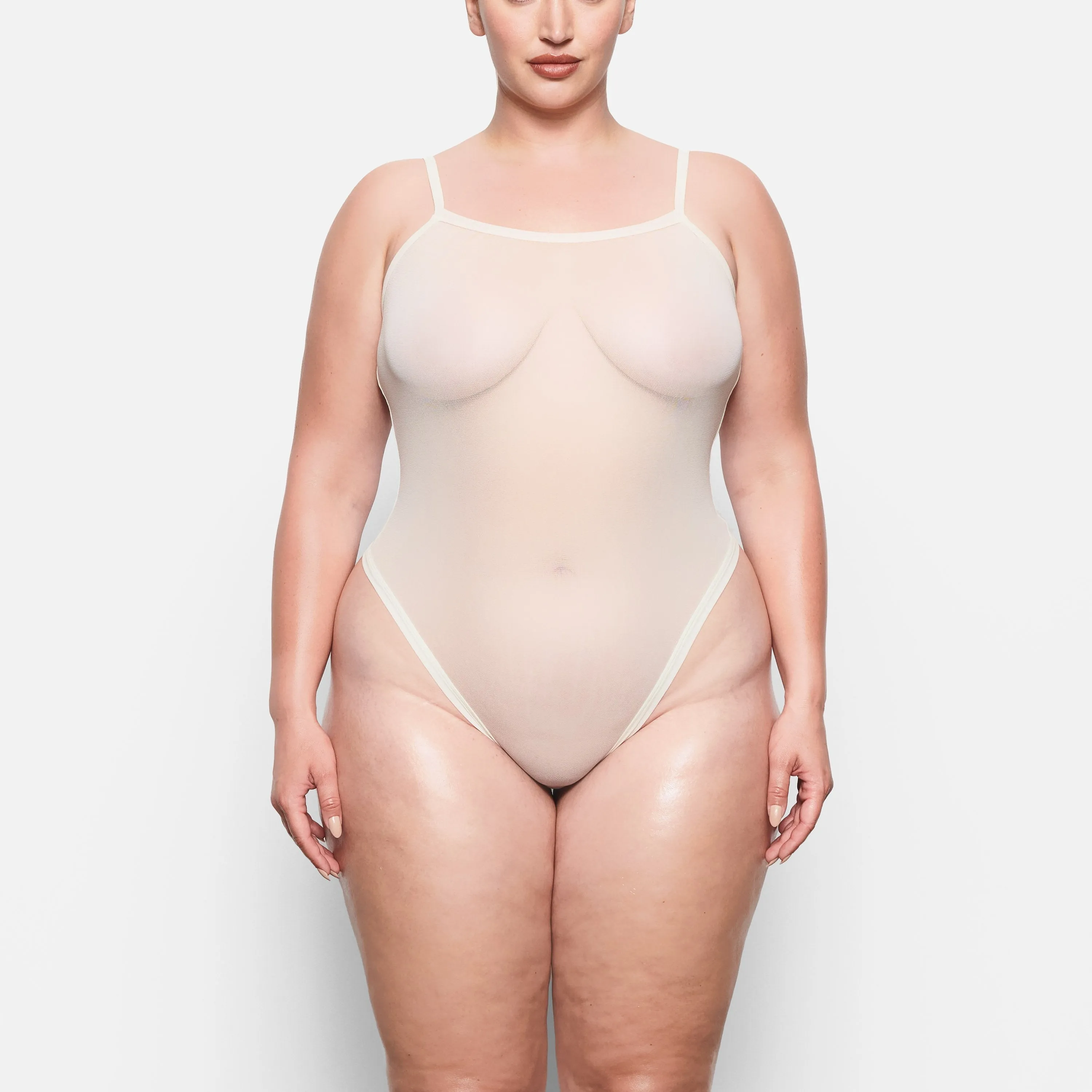 SUMMER MESH STRAPPY BODYSUIT | BONE