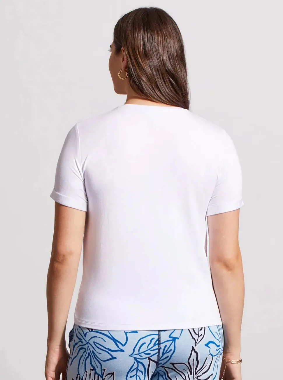 T-Shirt With Faux Knot Detail [White-7702O]