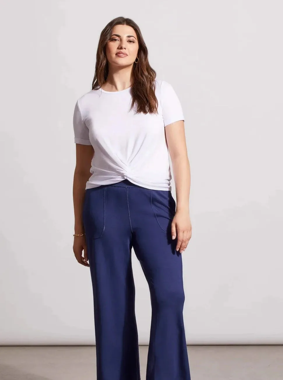 T-Shirt With Faux Knot Detail [White-7702O]