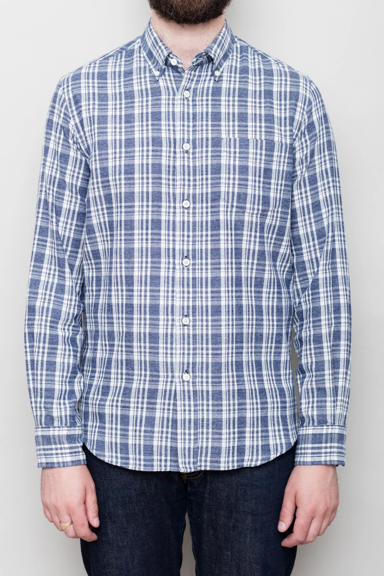 Washed Down Blue/Oatmeal Check Shirt