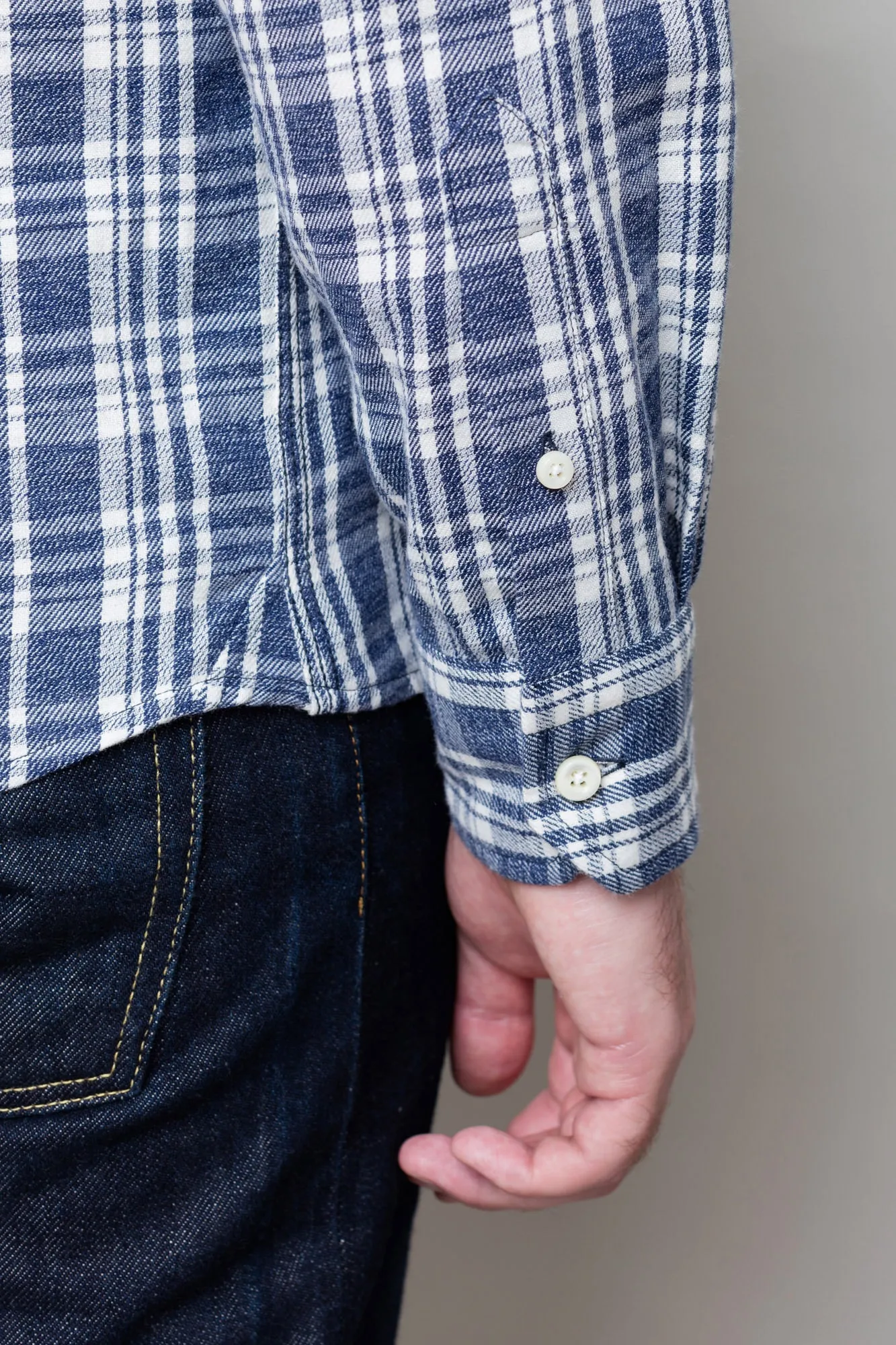 Washed Down Blue/Oatmeal Check Shirt