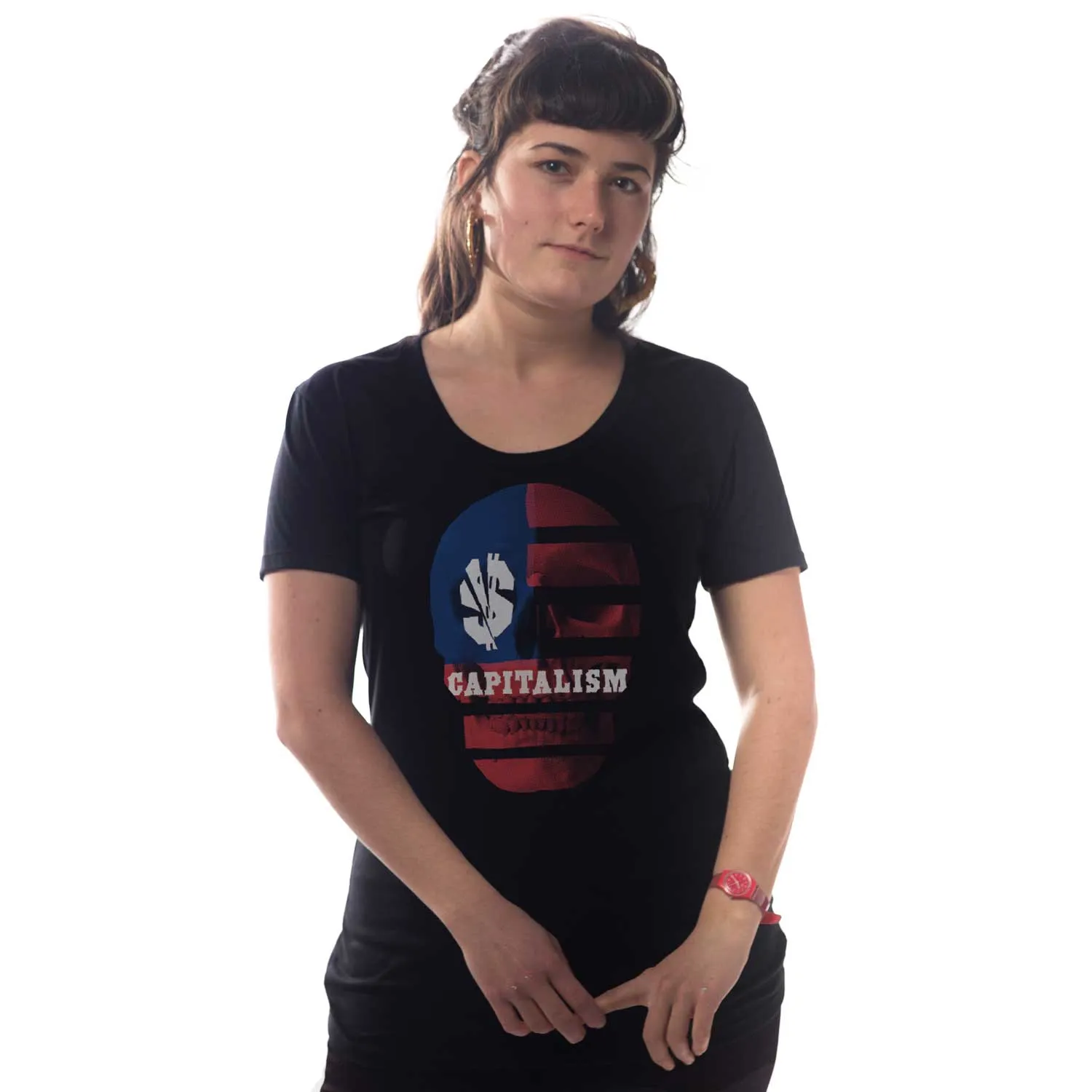 Women's Capitalism Skull T-shirt | Supports Income Equality