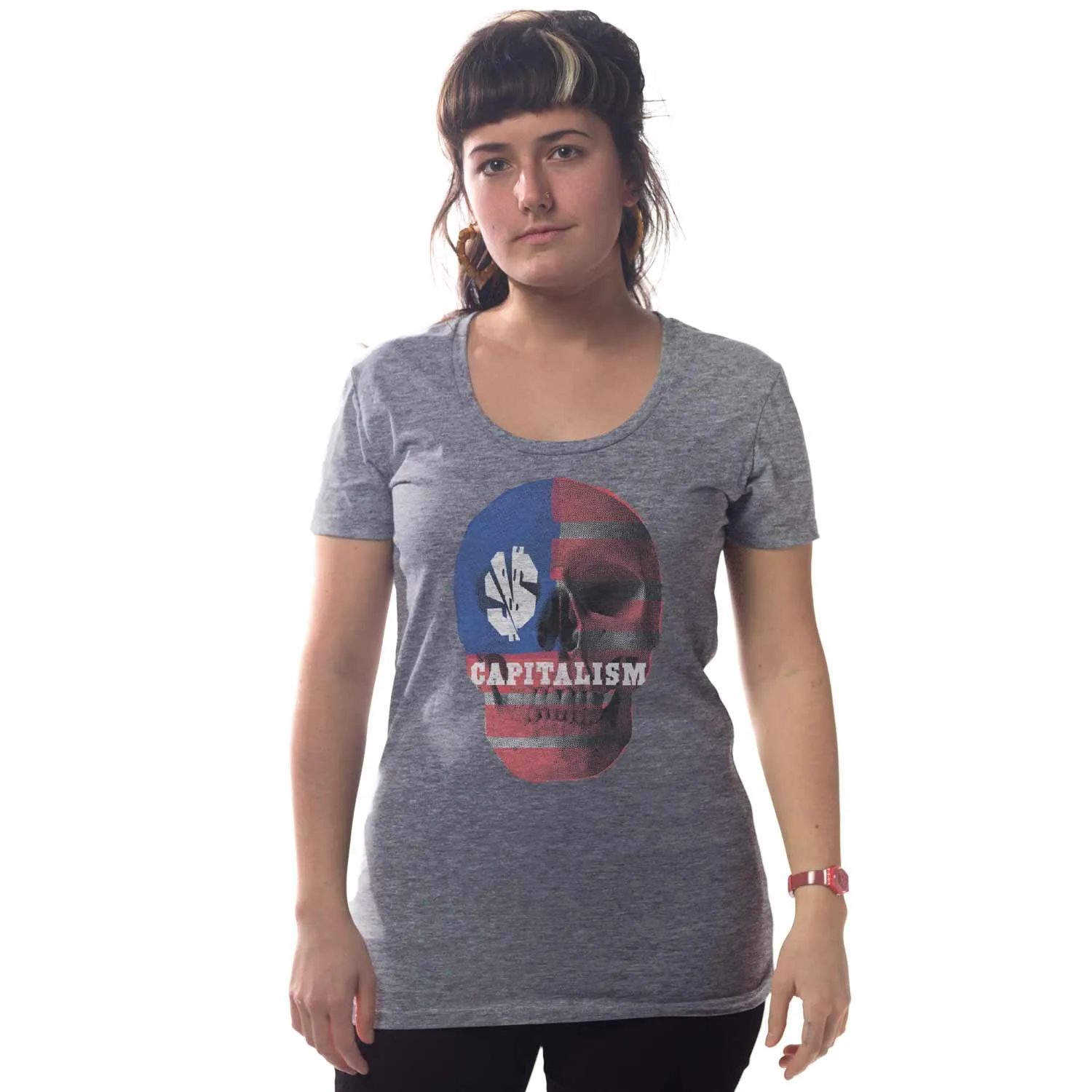 Women's Capitalism Skull T-shirt | Supports Income Equality
