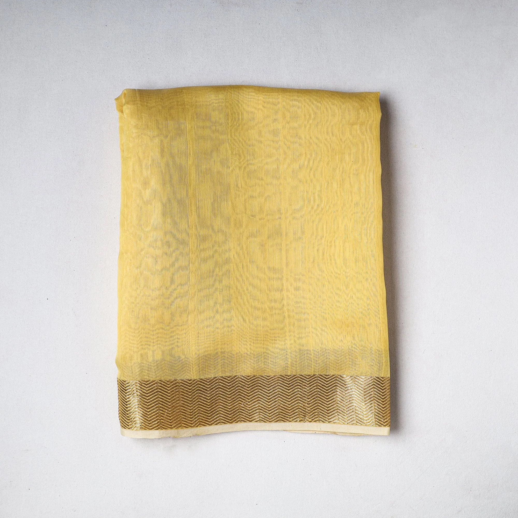 Yellow - Traditional Chanderi Silk Handloom Precut Fabric